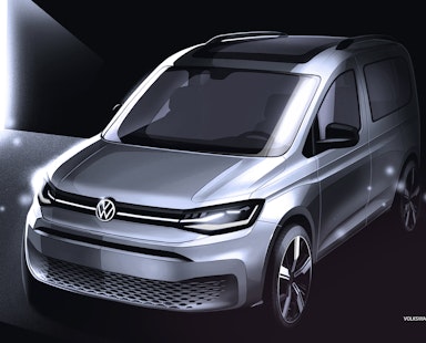 Konkrete designskisser av nye Caddy fra Volkswagen Nyttekjøretøy. Mer sportslighet i flerbrukssegmentet, samtidig som den er en gjenkjennelig og pålitelig venn for familier og de med plasskrevende fritidsaktiviteter.