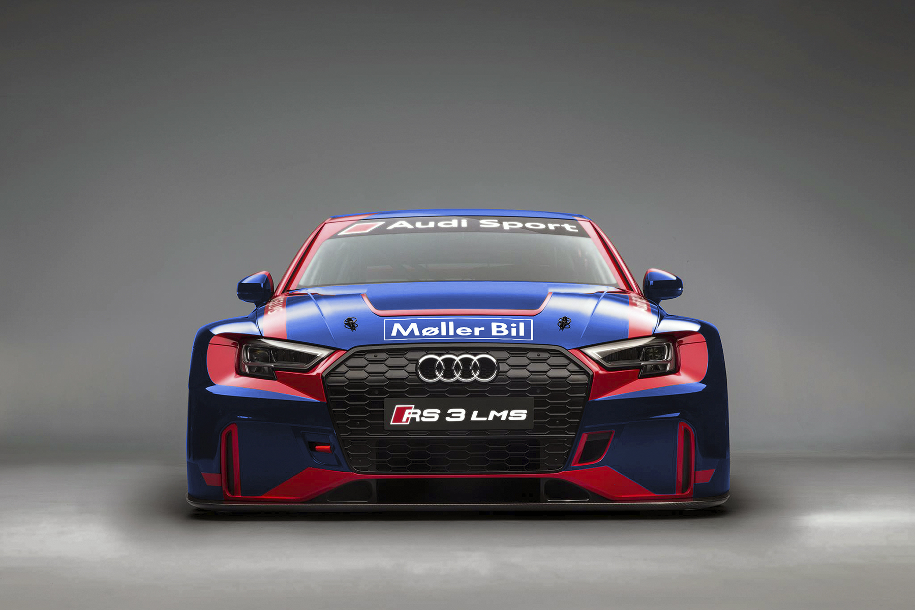 Audi RS 3 LMS. Bildet er en illustrasjon og de endelige fargene og samarbeidspartnere blir presentert nærmere sesongstart. (Fotomontasje: Christer GlaciusDesign Stormark)